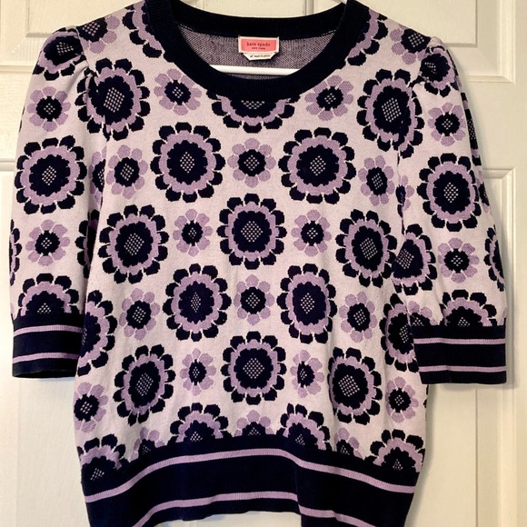 kate spade Lavender and Navy Floral Crewneck Sweater - Picture 3 of 9